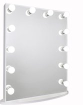 Bright Beauty Vanity hollywood make up spiegel met verlichting - 60 x 80 cm - dimbaar - zonder rand - wit - hoogwaardig gespoten MDF