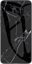 Samsung Galaxy S7 Backcover - Zwart - Marmer - Gehard Glas