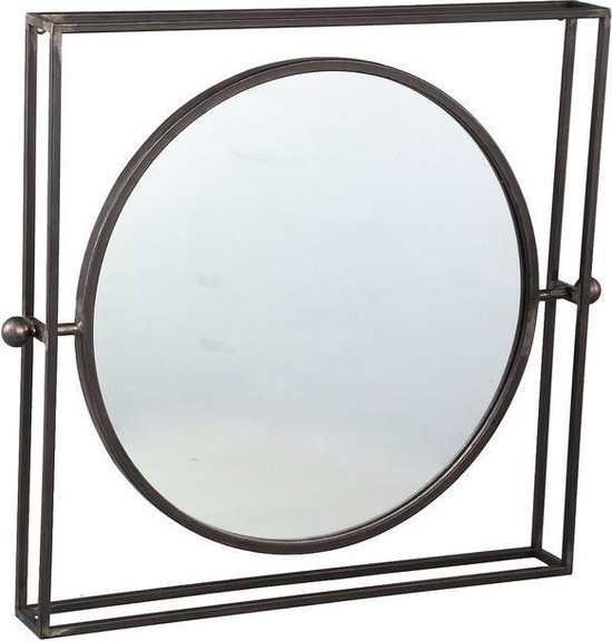 achterstalligheid servet Verstoring Industriële wandspiegel - Spiegel - Industriële spiegel - Zwart - 50 cm  breed | bol.com