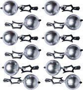 12x Tafelkleedgewichtjes zilveren kogels/ballen 3 cm - Tuin tafelzeil/tafelkleed gewichtjes kogels - Tafelkleedverzwaarders - Tafelkleen op zijn plaats houden