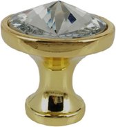 Kastknop - meubel knop met kristal ( messing , 30 mm )