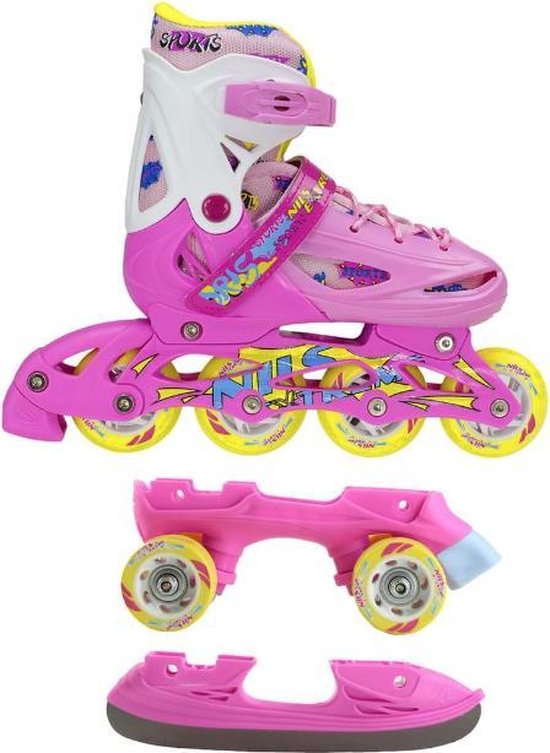 3in1 skeelers / rolschaatsen / schaatsen voor kinderen van NILS EXTREME,  roze MAAT M | bol.com