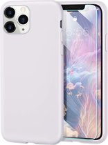 iPhone 11 Pro Max Hoesje - Siliconen Back Cover & Glazen Screenprotector - Wit