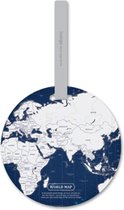 DW4Trading® Kofferlabel Wereldkaart rond indigo