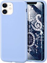iPhone 11 Hoesje - Siliconen Back Cover & Glazen Screenprotector - Blauw