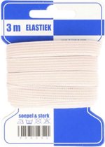 gekleurd blauwe kaart elastiek 3 meter 10 mm breed, kookecht, ideaal voor mondmaskers, licht roze/creme