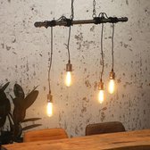 Hip-Wonen.nl - HANGLAMP INDUSTRIEEL - BUIS ZWART - 4 lampen - plafondlamp