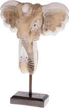 Skull van hout - Olifant - op standaard - 33 cm hoog