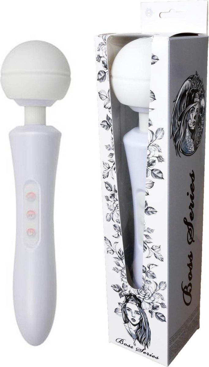 Goedkoopste Wand Massager- Vibrator- Ultra Sterk - -Groot- USB Oplaadbaar - Wit- 20 Functies