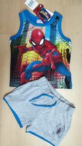 Spiderman set mouwloos blauw/grijs maat 92/98 (3 jaar)