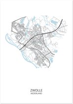 Poster Zwolle | Plattegrond | 29,7 x 42,0 cm (A3)