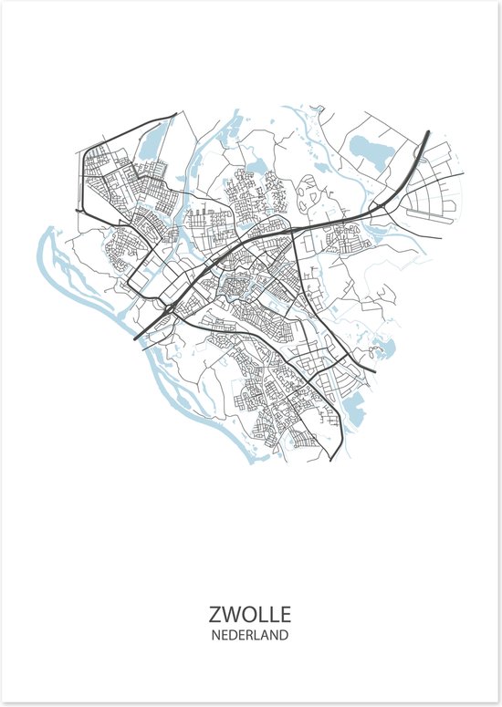 Poster Zwolle | Plattegrond | 29,7 x 42,0 cm (A3)