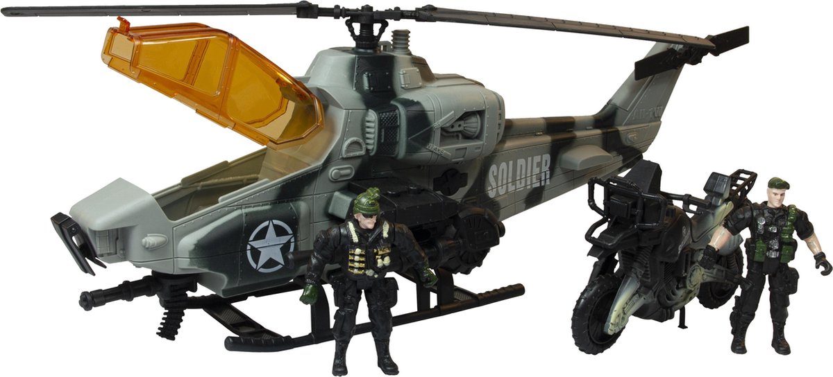 Combat Force - Leger Speelgoed - Army - Soldaatjes - Helikopter Speelgoed - Helikopter - Motor - Leger - Soldaat - Apache Speelset - Kinderen - Jollity Works