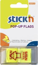 Stick'n Index Tabs - Handtekening Wijzer - 45x25mm - Neon Geel - 50 Sticky Tabs - Bladwijzers