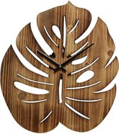 Houten klok in blad vorm 'Riley' Lumbuck - Bruine wandklok