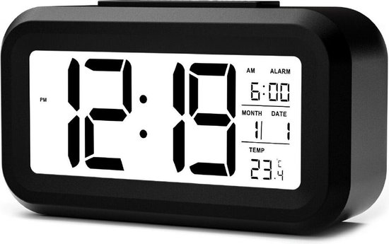 deadline Veroveraar Bliksem YONO Digitale Wekker - Alarm Klok met Temperatuur, Kalender en LED  Verlichting - Zwart | bol.com