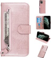 Luxe Telefoonhoesje voor Apple iPhone 11 Pro Max | Hoogwaardig Leren Bookcase | Lederen Wallet Case | Pasjeshouder | Portemonnee | Rits | Roze