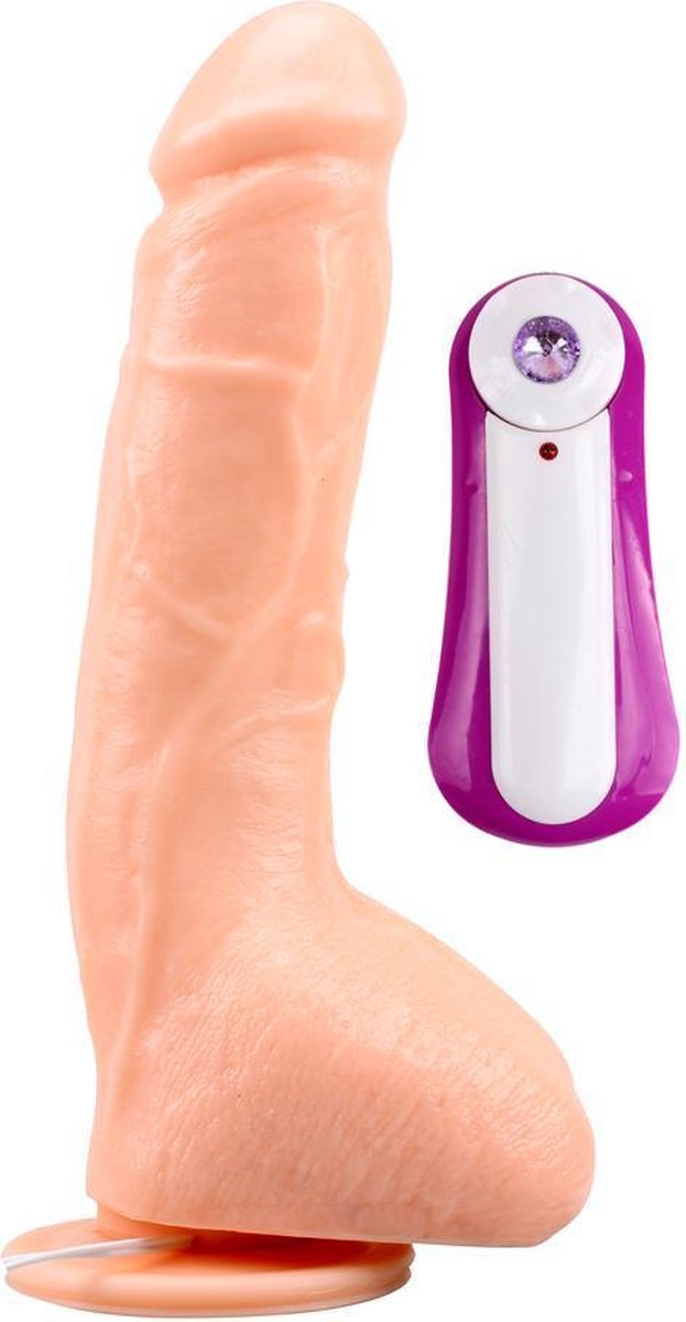 Vibrerende dildo met zuignap en afstandsbediening - beige