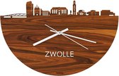 Skyline Klok Zwolle Palissander hout - Ø 40 cm - Woondecoratie - Wand decoratie woonkamer - WoodWideCities