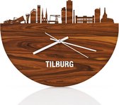 Skyline Klok Tilburg Palissander hout - Ø 40 cm - Woondecoratie - Wand decoratie woonkamer - WoodWideCities