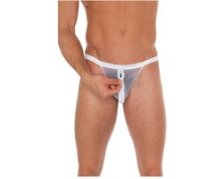 Amorable - Transparante Witte Herenstring Met Rits - One Size