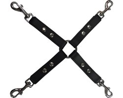 Kiotos Leather - Hogtie Bondage Riem Met Studs En Karabijnhaken - Zwart