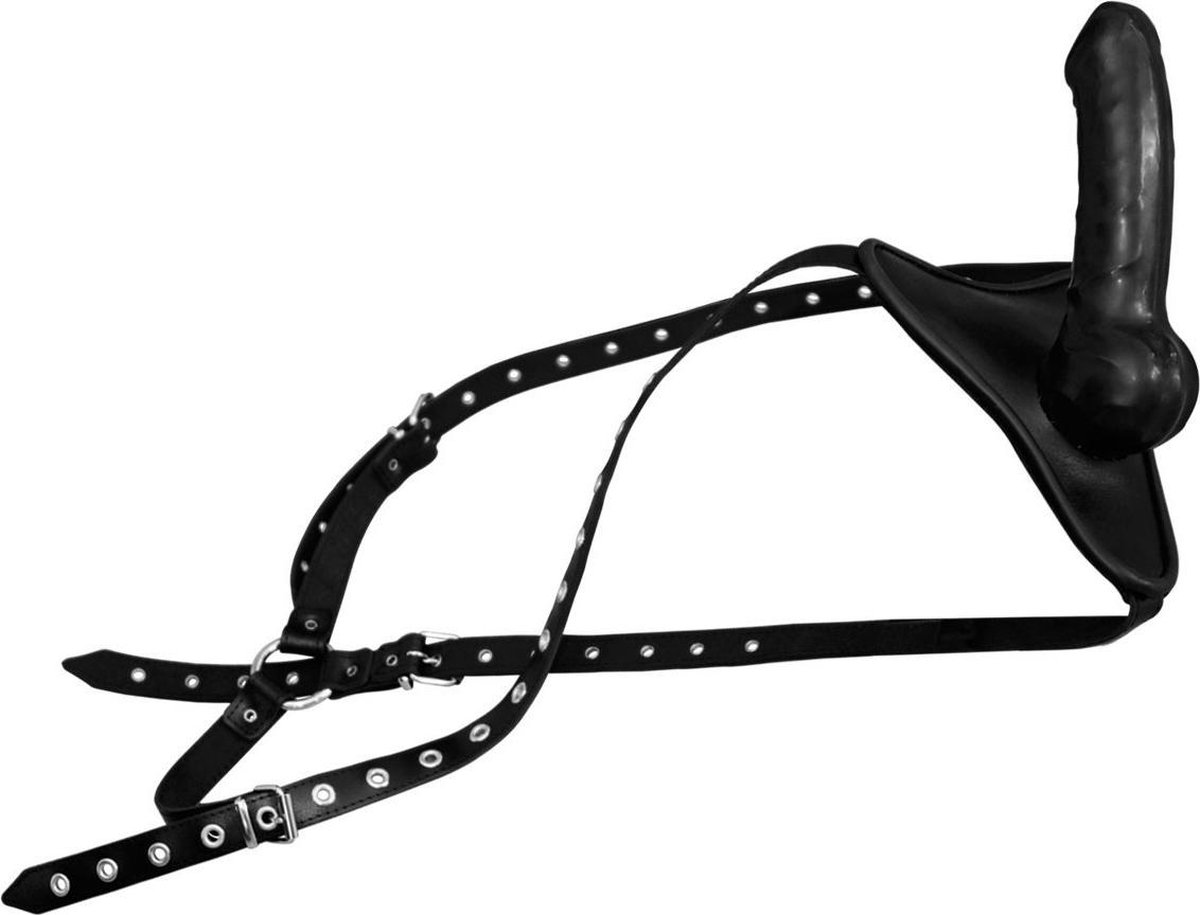 Gode ceinture en cuir avec gode latex 20 cm bol.