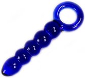 Glazen dildo met blauwe ballen en O-ring
