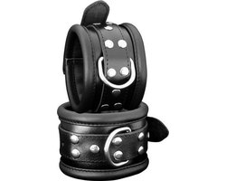 Leren enkelboeien 6.5 cm breed gevoerd - zwart