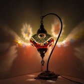 Mozaïek Lamp - Oosterse Lamp - Turkse Lamp - Tafellamp - Marokkaanse Lamp - Boogmodel - Ø 19 cm - Hoogte 42 cm - Handgemaakt - Authentiek - Rood & Groen