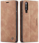 CaseMe - Samsung Galaxy A70 hoesje - Wallet Book Case - Magneetsluiting - Licht Bruin