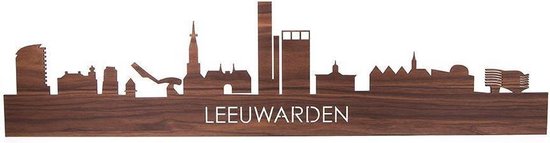 Skyline Leeuwarden Notenhout - 120 cm - Woondecoratie - Wanddecoratie - Meer steden beschikbaar - Woonkamer idee - City Art - Steden kunst - Cadeau voor hem - Cadeau voor haar - Jubileum - Trouwerij - WoodWideCities