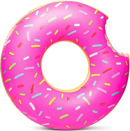 Opblaasbare roze donut zwemband 119 cm - XXL - Zwembenodigdheden - Zwemringen - Eet/snoep thema - Donut zwembanden groot voor volwassenen