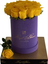 Purple velvet Flowerbox - VERSE gele rozen - Geschenk/Cadeau/Gift