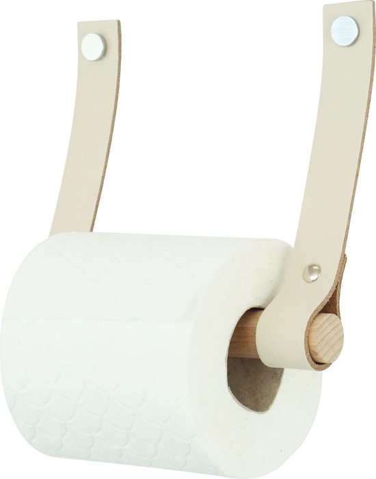 Leren toiletrolhouder (roldrager: rondhout) | CREME