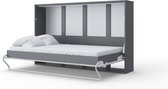 INVENTO 05 Horizontaal Vouwbed - Logeerbed - Opklapbed - Bedkast - Modern Design - Monaco Eik / Grijs - 200x120 cm