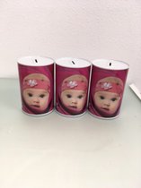 Roze baby spaarpot (set van 3)
