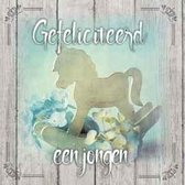 Kaart - Vierkant - 15x15cm - Met envelop - Gefeliciteerd Een Jongen - Christelijke kaart - Majestic Ally - 12 stuks