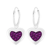 Joy|S - Hart bedel oorbellen paars Sterling zilver
