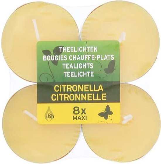 Geurtheelichten Citronella 8 stuks - Anti-mug theelicht