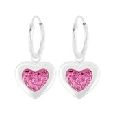 Joy|S - Hart bedel oorbellen roze Sterling zilver