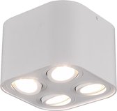 LED Plafondlamp - Plafondverlichting - Trion Cosmin - GU10 Fitting - 4-lichts - Vierkant - Mat Wit - Aluminium - BSE