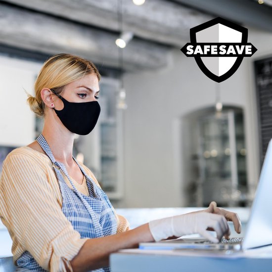 SAFESAVE mondkapjes wasbaar en herbruikbaar-100% neopreen mondkapje-niet medisch mondmasker-3 stuks-Zwart