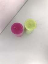 Roze en groene geurkaars -zomerfruit- 2 stuks
