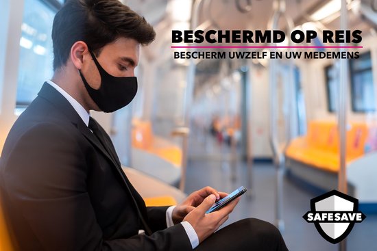 SAFESAVE mondkapjes wasbaar en herbruikbaar-100% neopreen mondkapje-niet medisch mondmasker-3 stuks-Zwart