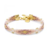 Mint15 Geweven Armband 'Vintage Pink' - Goud