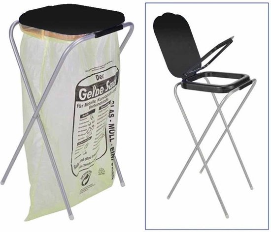 Staande vuilniszakhouder prullenbak / vuilnisbak zwart 74,5 cm - Camping/tuin vuilnisemmers / vuilnisbakken / prullenbakken