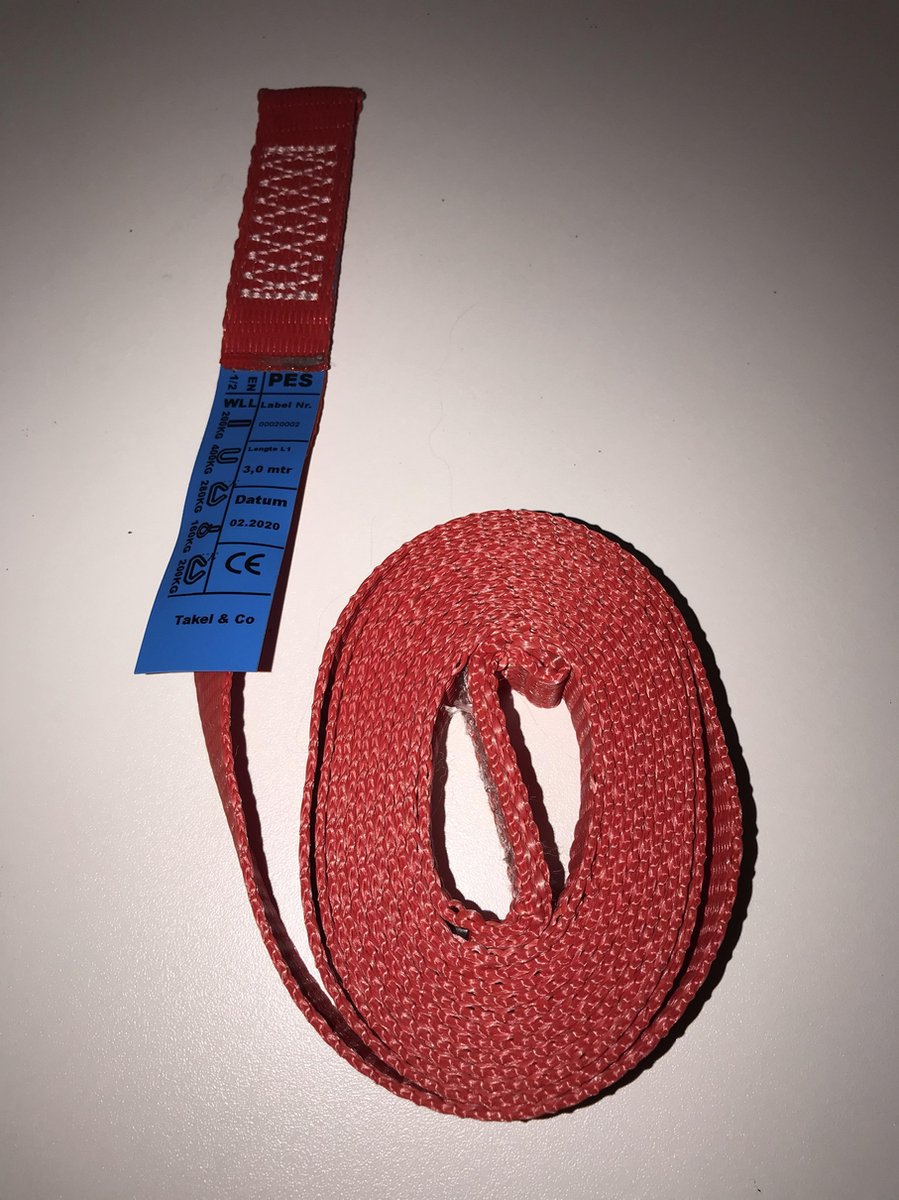 Takel en Co Hijsbanden rood set 200 kg gecertificeerd