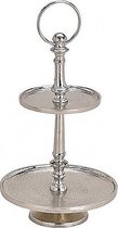 Zilvermetalen etagère | 2 laags| ⌀49 | Serveerschaal | Decoratie