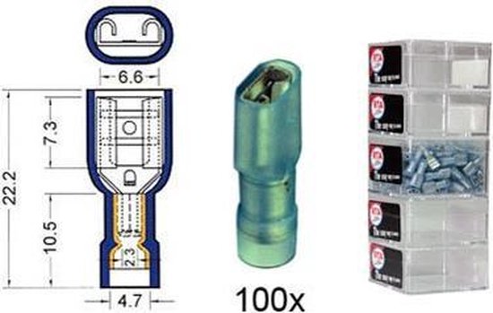 Haakse kabelschoen: 4,8x0,8mm blauw 1,5-2,5mm² Nylon, 94-EI1-F6141488